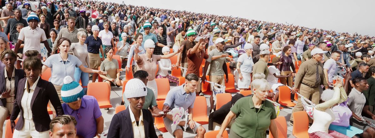 A packed stadium crowd rendered in Unreal Engine 5